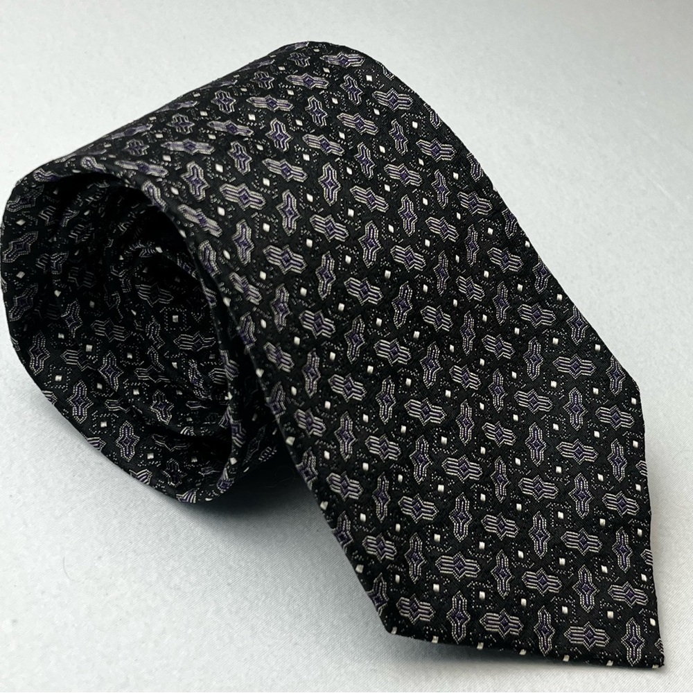 Ralph Lauren Purple Label Micro Graphic Silk Tie Hand Made in England